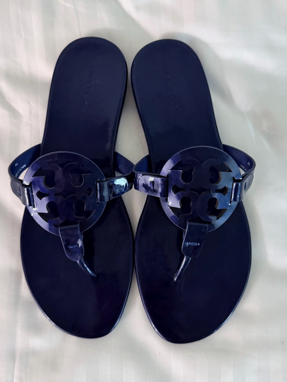 Tory Burch Miller Soft Sandals in Navy Sea